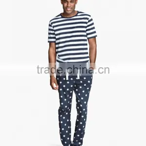 Stripe Short Sleeves Top and Star Printed Pants Adult Pyjamas thumbnail-1