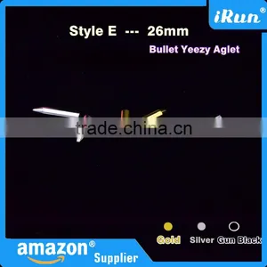 (MOQ:100pcs) Shoelace 26mm Bullet Metal Ends Aglet Tip Replacement for Shoe Lace - Gun Black/Gold/Silver Color Bullet Metal Tips thumbnail-4