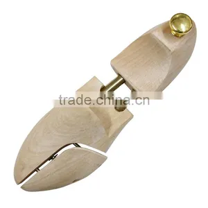 Adjustable Type Shoe Tree in Beech Wood With Double Golden Color Tube and Cap thumbnail-1