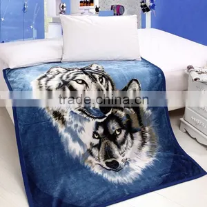 Animal Motifs Flat Screen Printing Flannel Blanket Seriers NO.2 Wolf thumbnail-1