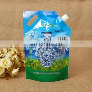 Custom Slaminated Stand up Poucheslaminated Material Stand up Ziplock Reusable Drink Pouch With Spout for Bubble Water Packaging thumbnail-5