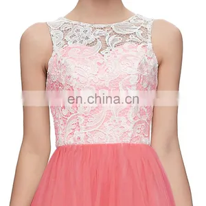 7 Colors Available Grace Karin Floor Length Formal Dress Elegant Sleeveless Watermelon Red Long Lace Prom Dresses 2016 CL6108-4# thumbnail-4