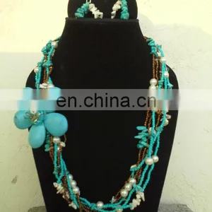 Pearl & Coral Beaded Fashion Necklace thumbnail-1