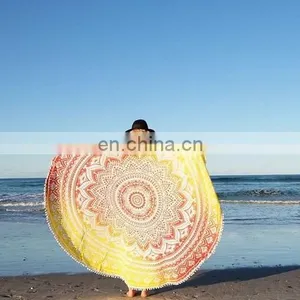 Ombre Indian Hippie Cotton Mandala Round Beach Tapestry Decorative Wall Tapestry Throw thumbnail-1