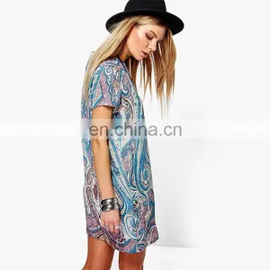 Beach Wear Summer Cap Sleeve Paisley Print Women Mini Dress thumbnail-2