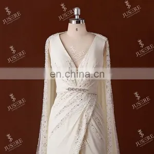 Gorgeous Crystal Beaded Heavily Cape-Style Long Elie Saab Evening Dress 2015 thumbnail-2