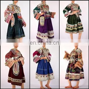 Vintage Traditional Kuchi Dress - Gypsy Afghani Tassel Dress - Kuchi Indian Traditional With Tassel Dress thumbnail-4
