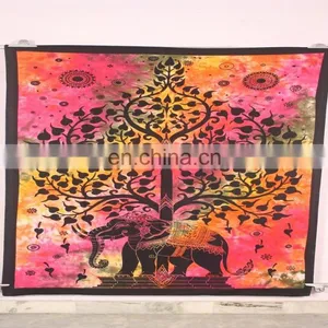 India Wall Hanging Flat Sheet Colorful Cotton Elephant Mandala Tapestry thumbnail-1