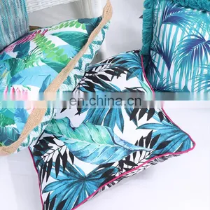 Custom Wholesale Outdoor Digital Printed Fancy Tropical Greenery Jungle Leaf Print Cushion Covers Decorative thumbnail-4