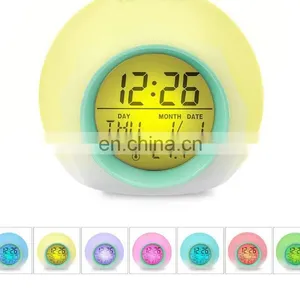 Touch Sensor Colors Changing Small Round Home Decoration Digital Clock Led thumbnail-4