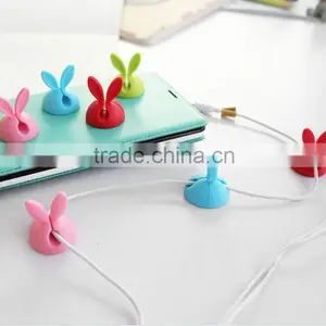 2016 Hot Sale Rabbit Ear Silicon Cable Organizer For Office Computer Winder Management Wire Storage Device USB Holder thumbnail-3