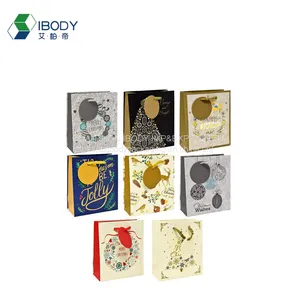 Custom White Cardboard Christmas Bag Printing Luxury Eco-friendly Handle Art Cardboard Gift Shopping Paper Bag thumbnail-2