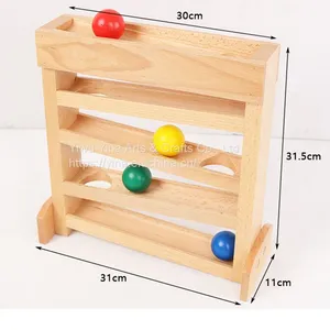 Montessori Ball Tracker Toy Wooden Ball Run Race Roller Block Montessori Kids Wooden Educational Children Toy thumbnail-2