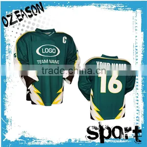 Custom Made Green Ice Hockey Jersey Wholesale Price thumbnail-1