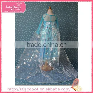 Winter Queen Style Gentle Green Girls' Dress White Snow Pattern Cloak thumbnail-3