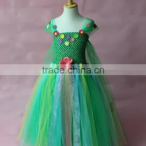 New Elsa Dress With Cape Fabric Green Color Tulle Tutu Dress thumbnail-3