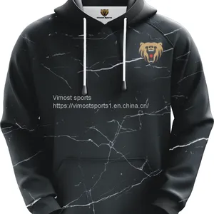 Black Customized Sublimation Hoodie With Simple Pattern thumbnail-1
