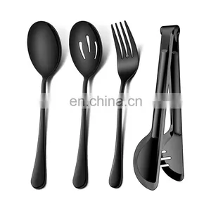 Wholesale 4pcs Cutlery Utensil Serving Set Stainless Steel Cutlery Set Knife Fork Spoon Serving Flatware Set thumbnail-1