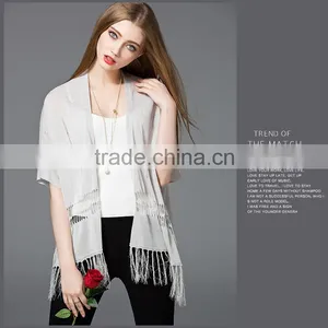 2016 New Design Summer Hollow Loose Knit Short-sleeved V-neck Bat Cardigan Thin Coat for Girls thumbnail-2
