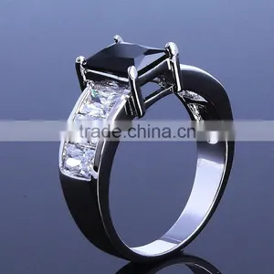 Hot Classic Rectangle One Stone Wedding Ring Black Color Cc Fine Jewelry Ring thumbnail-6