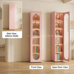 French Arch Steel Bookcase Wholesale With Fluted Glass Door, 78.7