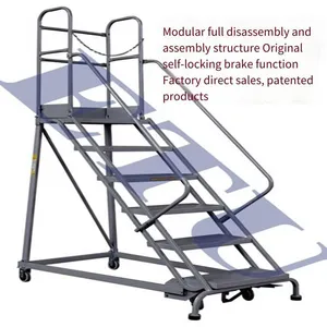Steel Automatic Brake High-altitude Ladder, Double-sided Handrail Picking Ladder for Export Workshop thumbnail-4