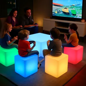 Color Changing LED Cube Chair for Outdoor Garden and Nightclub， Illuminated PE Plastic Stool With Remote Control，CE Certified Glow Furniture thumbnail-4