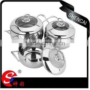 Stainless Steel Belly Soup Pot With Glass Lid/ Casserole Set/ Cooking Stock Pots thumbnail-2