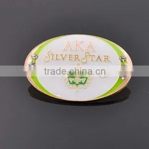 Customized Pink Letter Metal Tag,AKA Cut Out Shape Rhinestone Metal Badge thumbnail-1