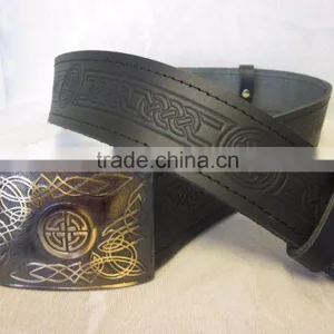 Celtic Design Embossed Leather Kilt Belt Made Of Cow Hide Leather thumbnail-1
