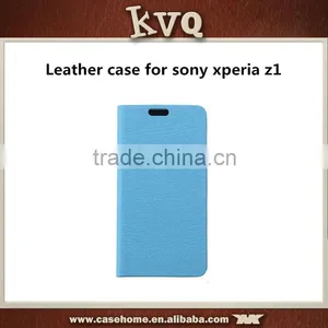 PU Leather Wallet Flip Slots Stand Case Cover for Sony Xperia z1 Flip Case thumbnail-1