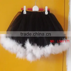 Black and White Fluffy Chiffon Pettiskirt, Mini Skirt Tutu Wedding Dresses, Feather Skirt Tulle Tutu, Tutu Fashion Girls thumbnail-1