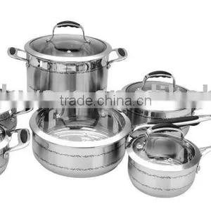 12pcs 304 Stainless Steel Cookware Set With Silicone Handle thumbnail-1