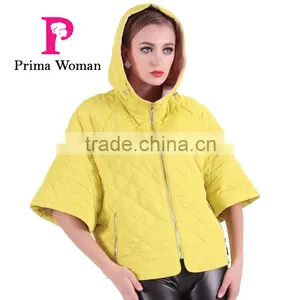 New Product 2016 Factory Price Polyester Cotton Fabric Spring Short Bat Coat Women With Hat thumbnail-4