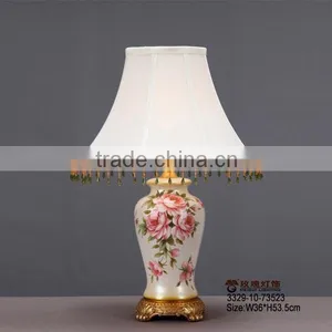 White Fabric Lampshade With Hand Ceramic thumbnail-1