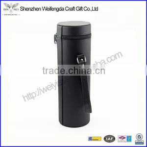 2016 Hot Sale Round Wine Case High Quality pu Leather Black Wine Bottle Box thumbnail-1