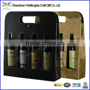 Exquisite Design Leather Wine Holder 4 Bottle Wine Case thumbnail-1