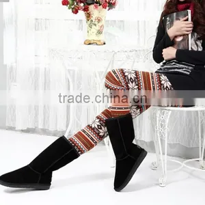 Christmas Leggings, Fleece Inside Leggings ,Chocolate Reindeer Leggings at Stock thumbnail-4