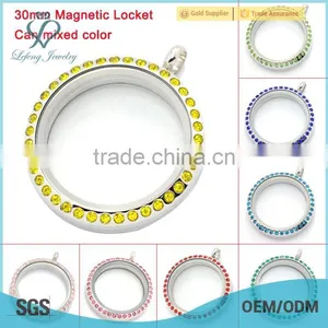 Multicolor 30mm Round Magnetic Floating Charms Locket, Stainless Steel Custom Floating Locket for Girls thumbnail-1
