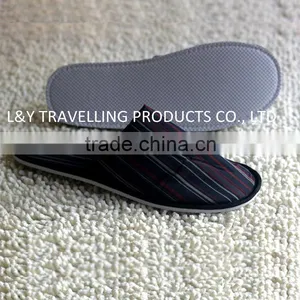 Mens Classic Grid Nap Fabric Closed Toe Hotel SPA Indoor Slippers thumbnail-5