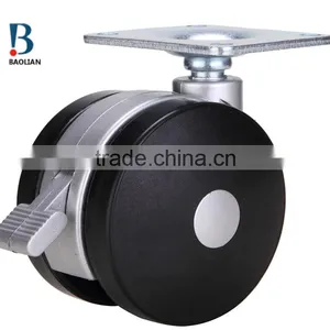 2016 Hot-sale 3-inch Nylon Plastic Plate Black Rivet Twin Swivel Caster Wheels for Suitcase thumbnail-2