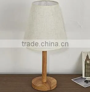 Small Table Lamp in Wood Base, Linen Iceberg Hardback Lampshade thumbnail-1