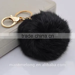 Rabbit Fur Ball Keychain Rabbit Tail Keychain Rabbit Fur Key Chain thumbnail-5