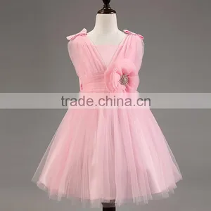 Wholesale High Quality Girls Lace Applique Princess Frocks Pink Chiffon Maxi Dresses TR-WS36 thumbnail-3
