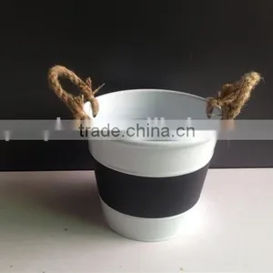Metal Pot With Rope Handle and Clackboard Inset thumbnail-1
