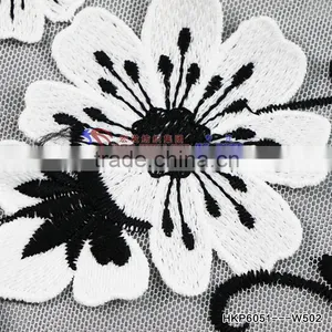 European Popular Solid Butterfuly Embroidered Fabric For Female Long Dress Breathable Mesh Milk Silk Thread Stitching Posy Cloth thumbnail-3