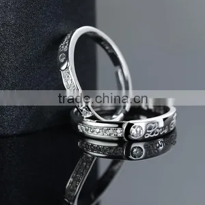 2015 Fashion Love Letter Engraved Silver Couple Wedding Rings thumbnail-1