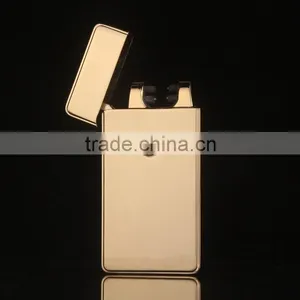 Electric Cigarette Ligter Flameless Rechargeable USB Double Arc Lighter Black Gold thumbnail-4