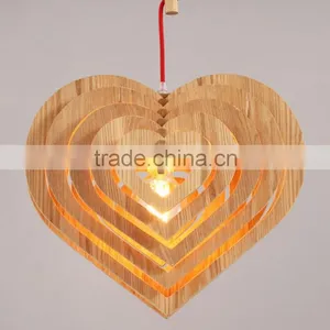 Nordic Creative Brief Wooden Pendant Lamps Heart Shape Living Room Bedroom Lighting Fixtures Holiday Living Christmas Lights thumbnail-3