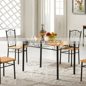 Metal Table and Chairs Dining Room Furniture Metal Dining Set 1+4 Set thumbnail-6